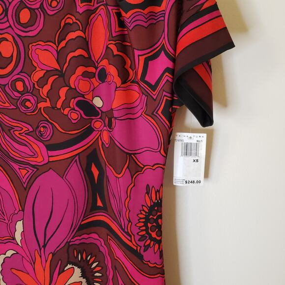 NWT Trina Turk Psychedelic Floral Print Shift Dress Sz XS - Picture 5 of 9